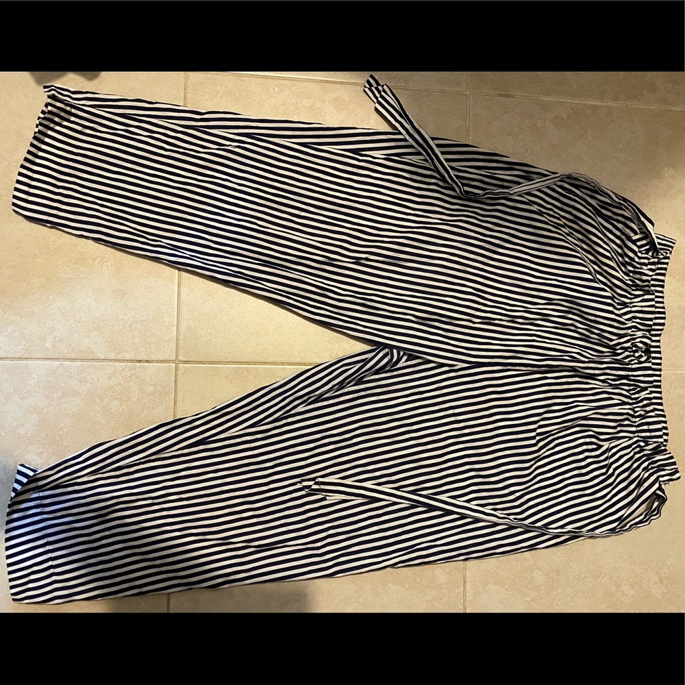 ZARA Black & White Striped Trousers